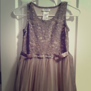 Girls Mocha & Nude Party Dress